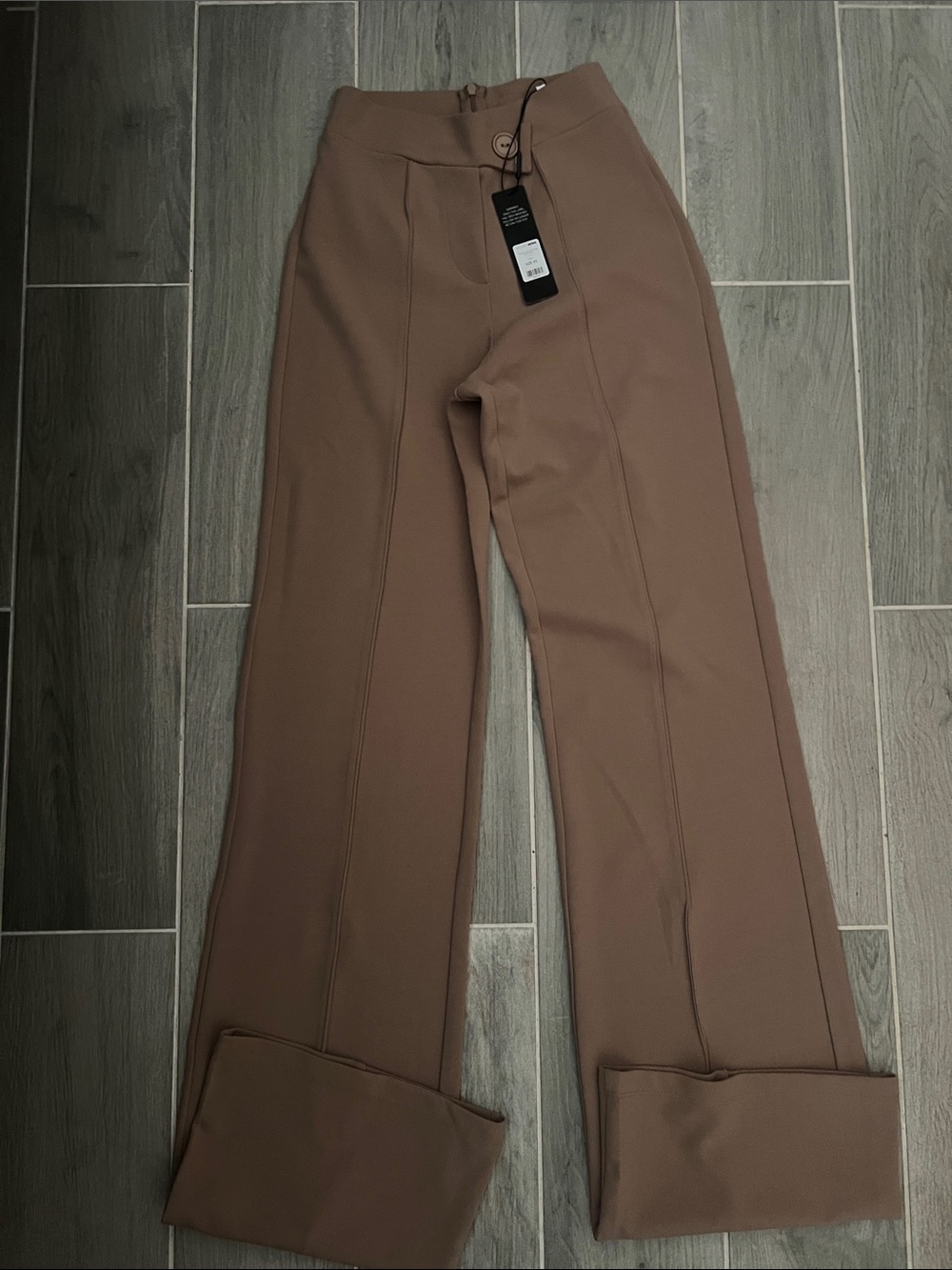 Fashion Nova High-Rise Wide-Leg Pants in Taupe